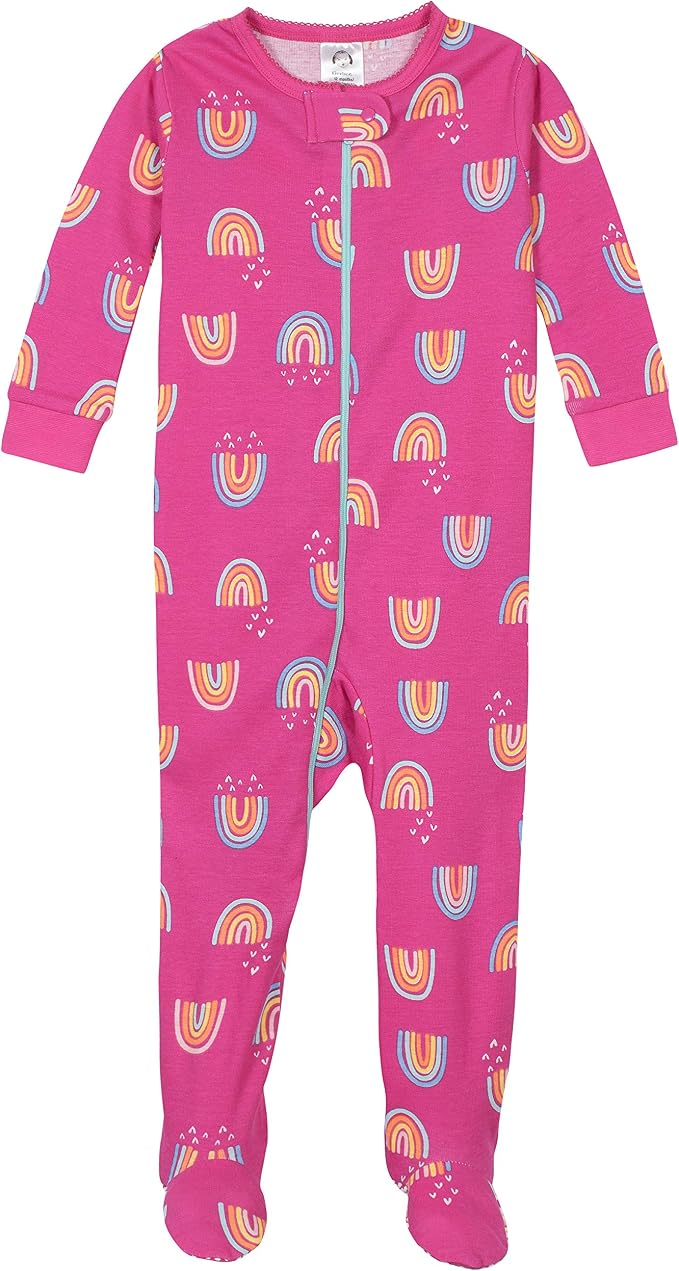 Gerber Baby Girls 4-pack Footed Pajamas - Image 4