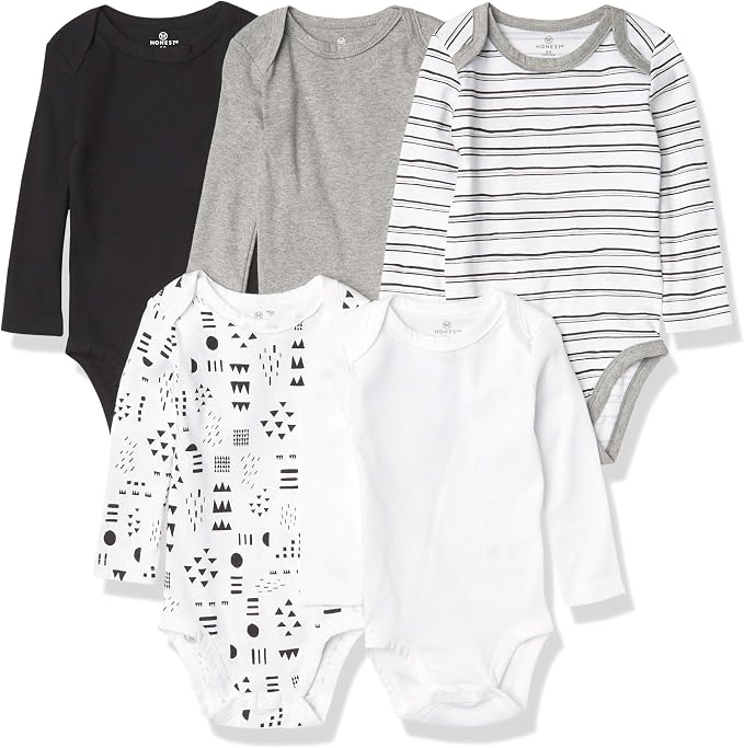 HonestBaby baby-girls 5-pack Long Sleeve Bodysuits One Piece 100% Organic Cotton by HonestBaby