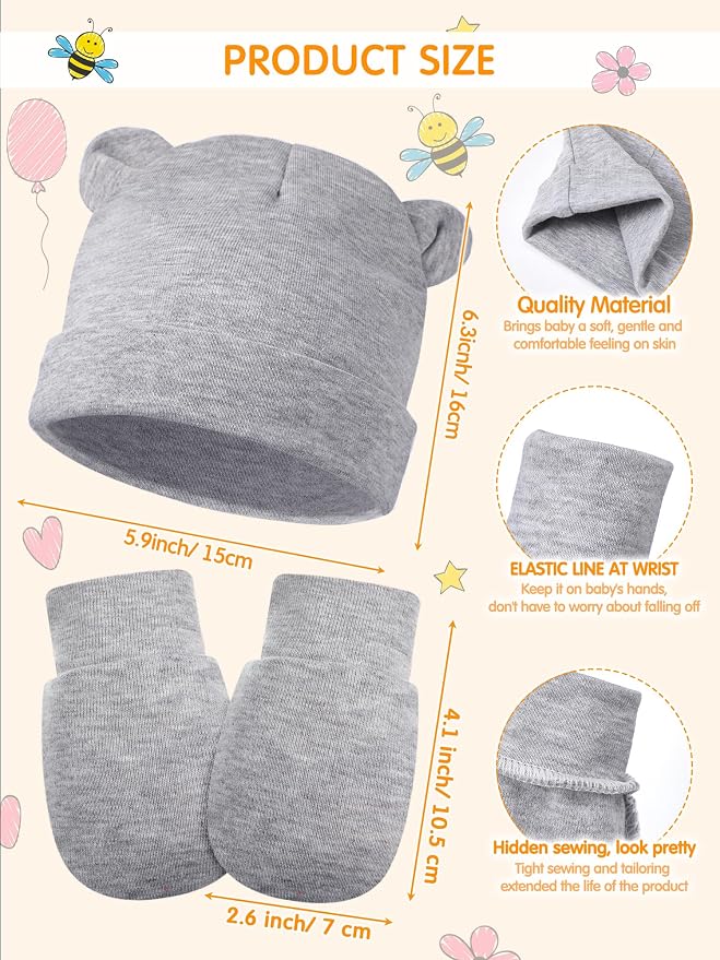 Geyoga 12 Pcs Baby Hat | Newborn Hats Mittens - Image 2