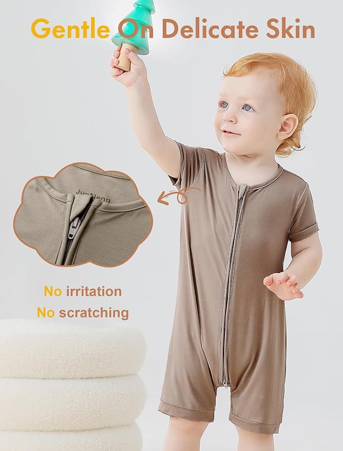 JunNeng Viscose from Bamboo Baby Sleeper, Short Sleeve Romper Jumpsuit | 2 Way - Image 4