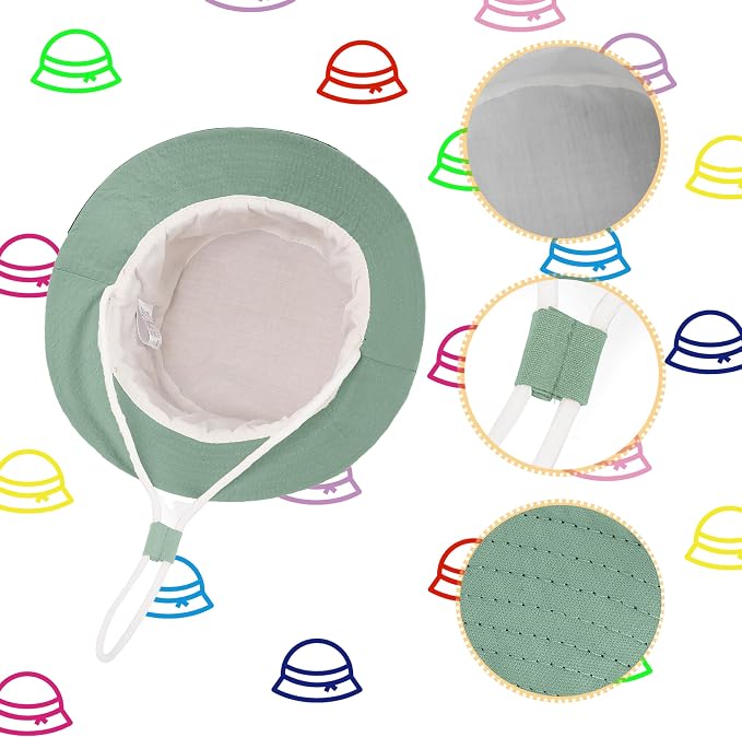 Baby Boy Sun Hat Toddler Bucket Beach Hat Girl UPF 50+ Cotton Linen - Image 5