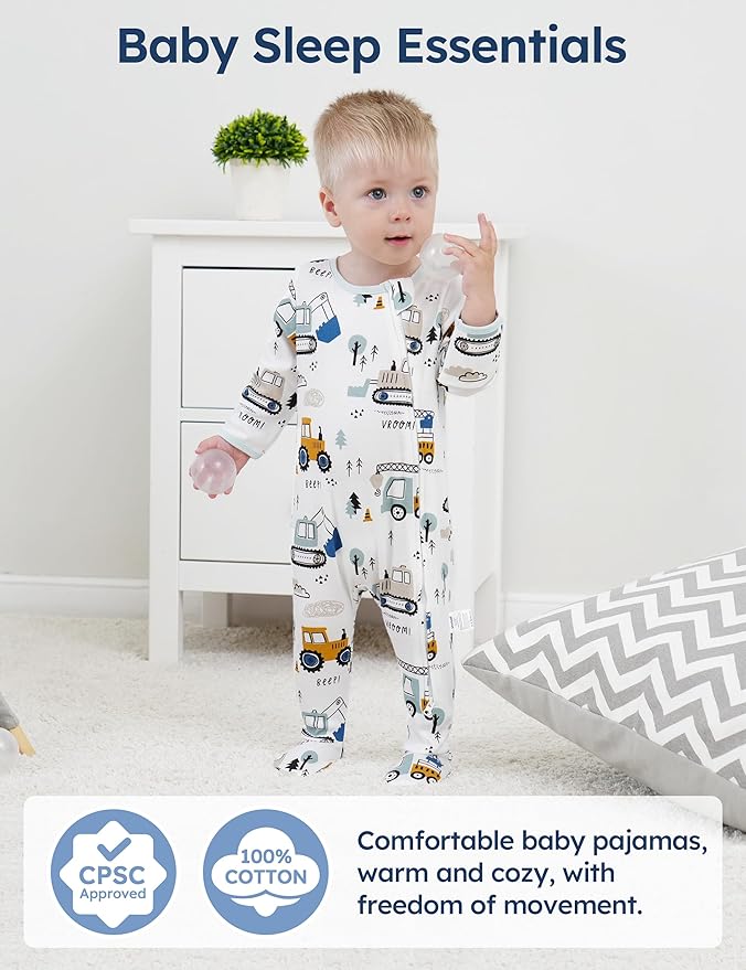 Unnivoll Baby Sleepers 100% Cotton Baby Pajamas Baby Boys Girls Clothes | - Image 2