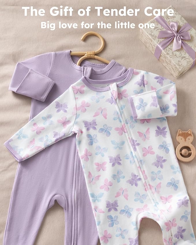 Baby Girl Sleepers 100% Cotton Footie Pajamas Newborn 0-3 3-6 6-9 Months - Image 8