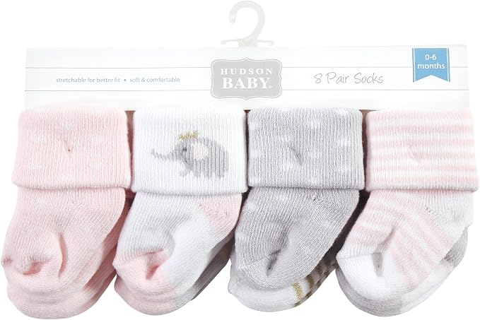 Hudson Baby Baby 8-pack Cotton Rich Newborn and Terry Socks - Image 2