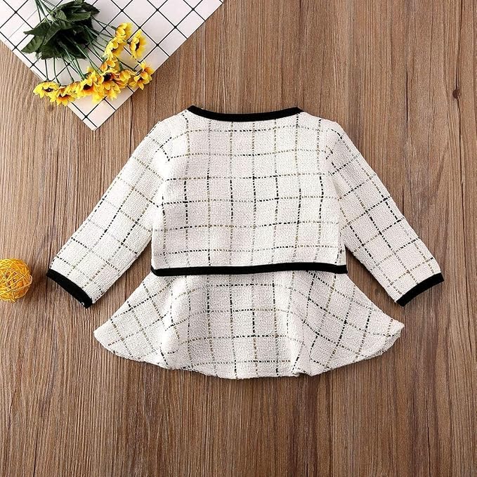 Toddler Kids Baby Girls Plaid Skirt Set Cardigan Jacket Coat + Tutu Dress Set - Image 3