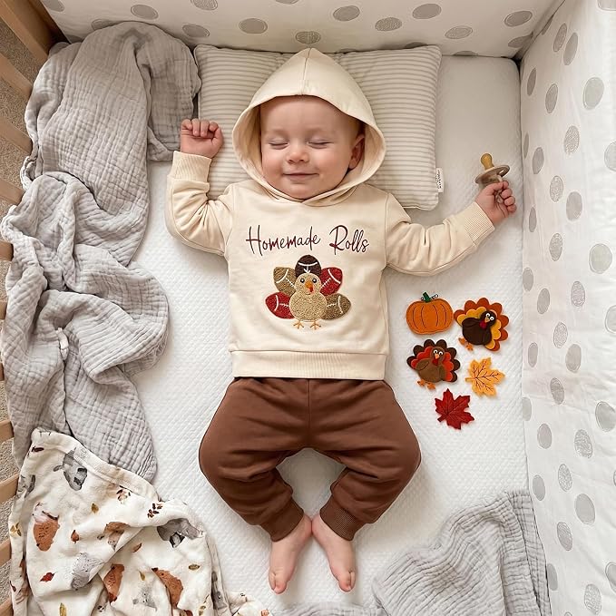 Infant Baby Boy Fall Winter Clothes Outfit Hooded Long Sweatshirt Pant Set - Image 5