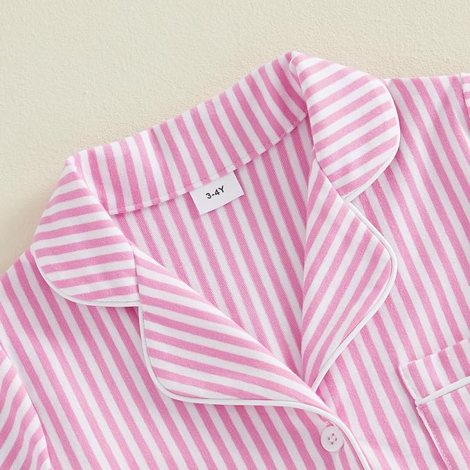 Kuriozud Toddler Baby Girl Pajamas Set Summer Floral Short Sleeve Button Down - Image 6
