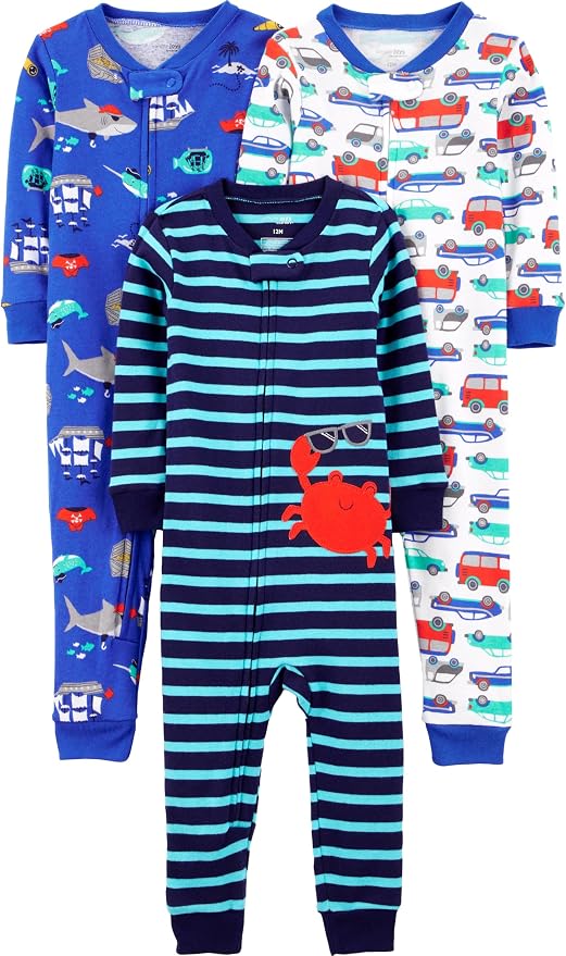 Simple Joys by Carter's Babys' 3 pack Snug Fit Footless Cotton Pajamas by SimpleJoysbyCarters
