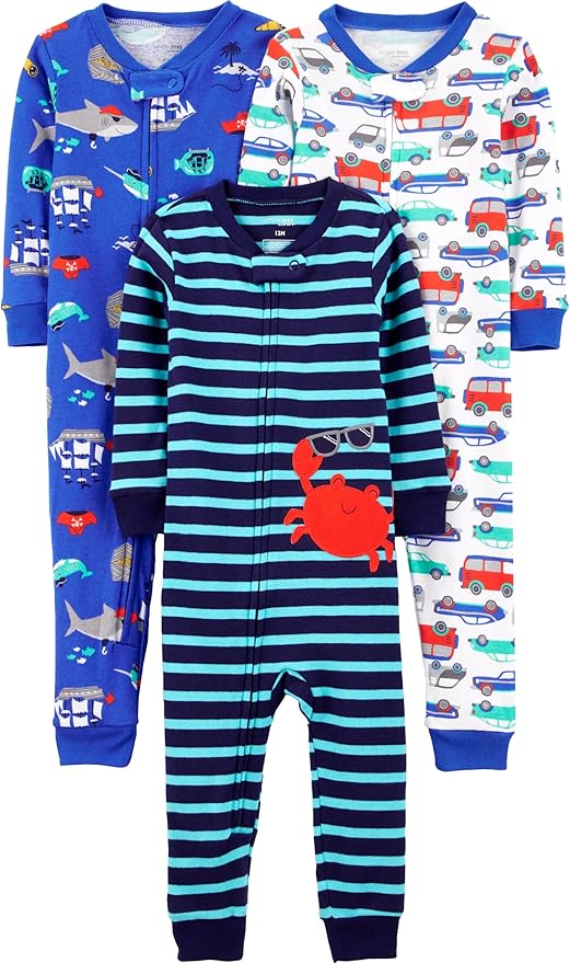 Simple Joys by Carter's Babys' 3 pack Snug Fit Footless Cotton Pajamas by SimpleJoysbyCarters