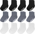 Baby Toddlers Crew Socks with Non-Slip Grip 12 Pack Cotton Stretch Socks | Soft by JAKIDAR