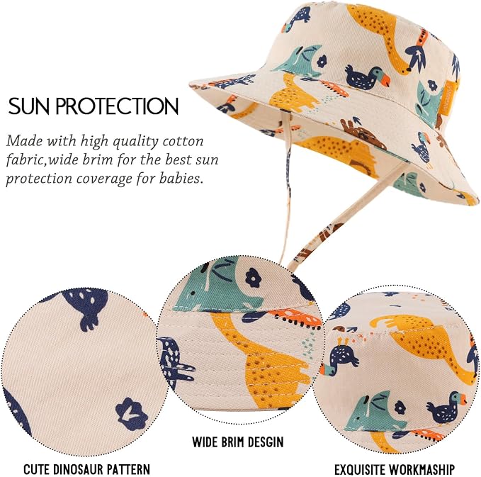 JANGANNSA Cotton Baby Sun Hat Infant Toddler Boys Girls Bucket Hats Summer Sun - Image 4