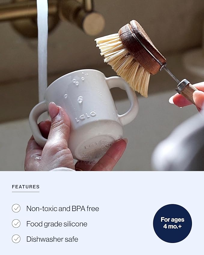 Lalo Little Cup 2-Pack, Non-Toxic Silicone Straw Cup with Handles - Baby and Toddler Sippy Cup - Mini Cup and Straw Training System, 4oz, Grapefruit