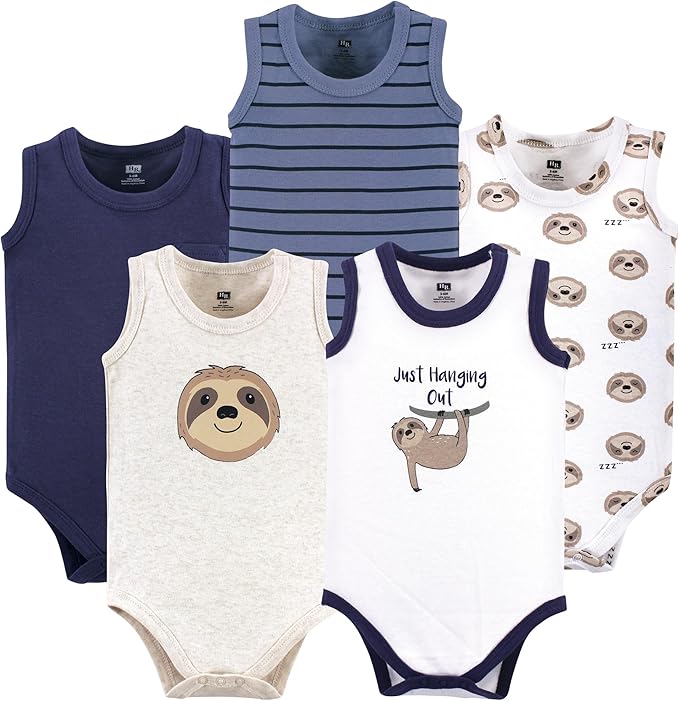 Hudson Baby Basics Unisex Baby 5-Pack Sleeveless Baby Bodysuits by HudsonBaby