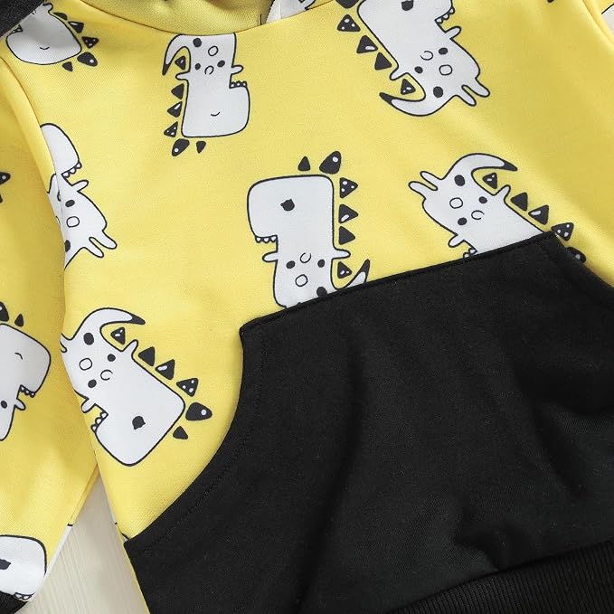 Infant Baby Boy Fall Winter Clothes Outfit Hooded Long Sweatshirt Pant Set - Image 7