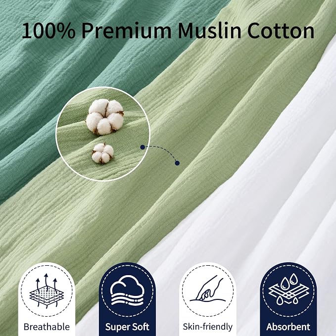 NESTALLY Cocoon Muslin Swaddle Blankets 3 Pack, Soft Breathable Large 47"x47" - Image 5