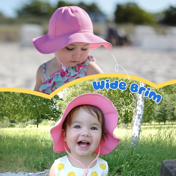 HONGTEYA Baby Sun Hat Wide Brim Adjustable Toddler Beach Bucket Hat | Soft - Image 4