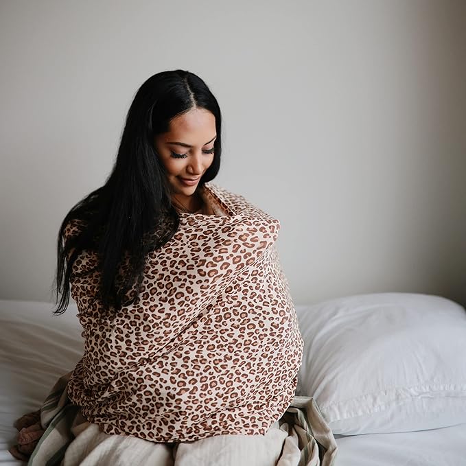 mushie Baby Car Seat Canopy Cover | Breathable & Stretchy Multi Use Cover for Breastfeeding, Nursing, High Chair, Shopping Cart, Strollers (Natural)