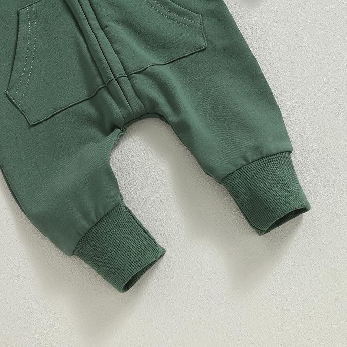 Infant Baby Boy Girl Clothes Solid Hoodie Romper Zip Up Long Sleeve Hooded - Image 7