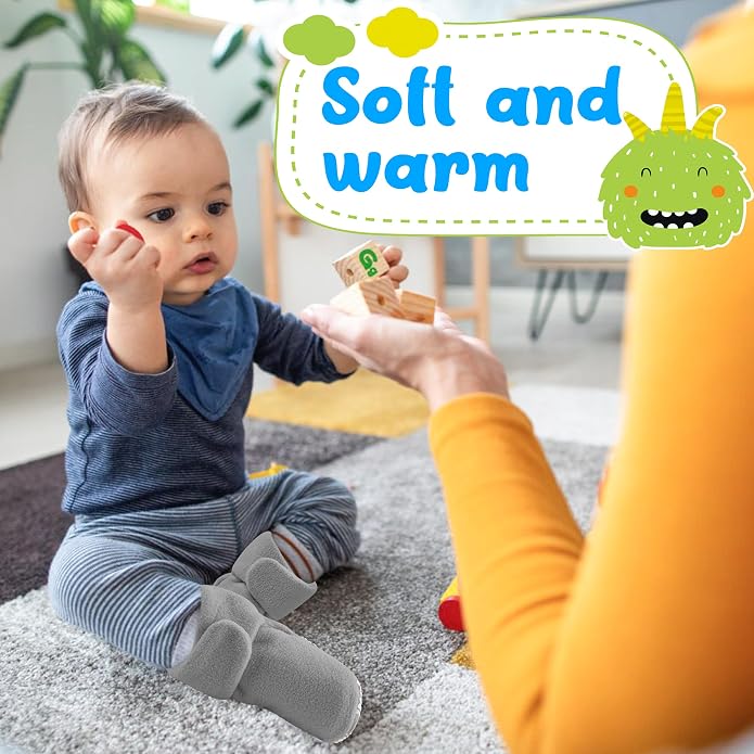 Pro Goleem Fleece Baby Booties, Warm Cozy Baby Slippers, Stay On Sock Shoes - Image 2