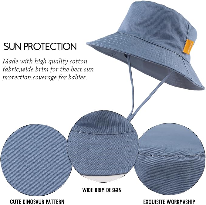 JANGANNSA Cotton Baby Sun Hat Infant Toddler Boys Girls Bucket Hats Summer Sun - Image 4