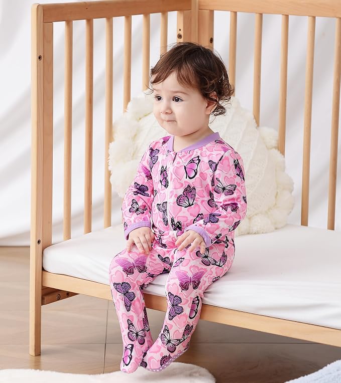 uideazone Baby Girls Footed Pajamas, Zip Sleeper - Image 5