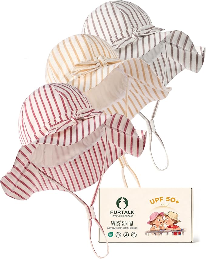 FURTALK 3 Pack Baby Sun Hat Toddler Beach Hat Girls UPF 50+ Wide Brim Infant by FURTALK