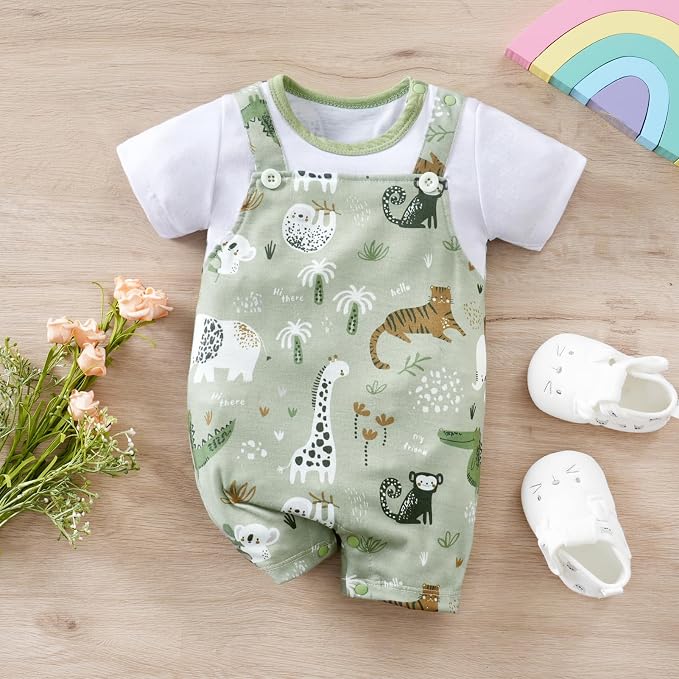 2-Pack Baby Boys Girls Romper Newborn Cartoon Print Short Sleeve Onesie Summer - Image 3