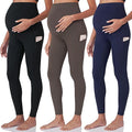 POSHDIVAH 3 Pack Women's Maternity Workout Leggings Over The Belly Pregnancy Yoga Pants with Pockets