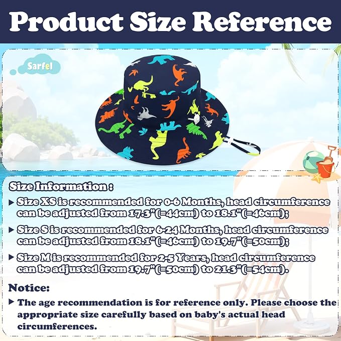Sarfel Baby Sun Hat Summer Baby Boy Hats UPF 50+ Sun Protection Toddler Hat - Image 7