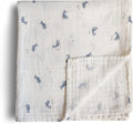 mushie Muslin Baby Swaddle Blanket | 100% Organic Cotton (Whales)