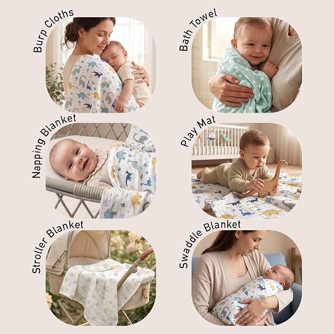 GLLQUEN BABY Muslin Swaddle Blankets 4Pk Receiving Blanket Large 35" x 40" | - Image 5