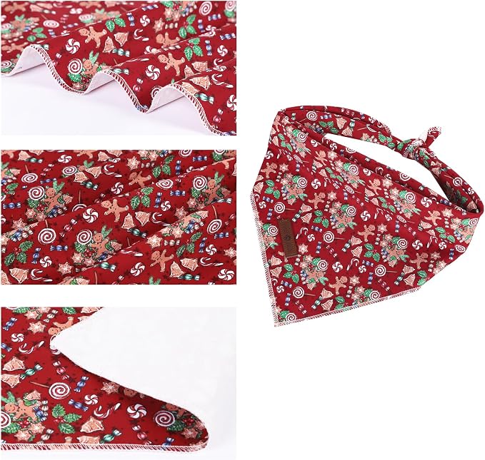 lionet paws Christmas Dog Bandana, Christmas Gingerbread Man Fabric Dogs - Image 2