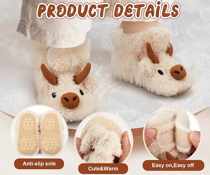 Highland Cow Baby Booties | Newborn Shoes, Infant Slippers, Unisex Styling - Image 5