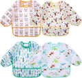 Accmor 4 Pack Long Sleeve Bibs, Baby Smock Waterproof Full Sleeved Bib by Accmor