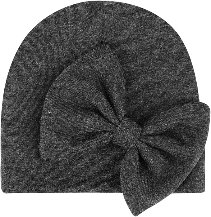 BQUBO Newborn Baby Girls Hats Mittens Set Hospital Hat Beanie Infant Bow Hats Baby Cotton Gloves for 0-6 Months