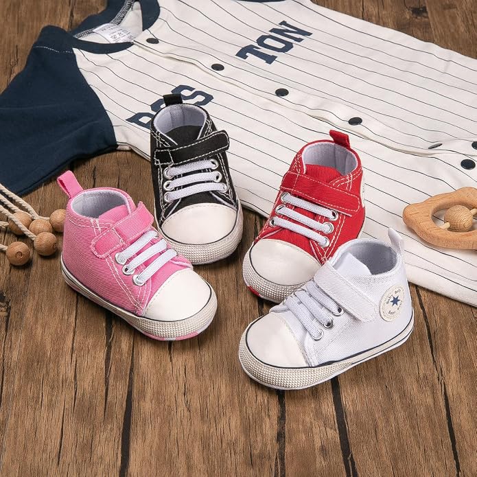 Unisex Baby Girls Boys Canvas High-top Shoes, Newborn Infant Anti-Slip Soft - Image 6