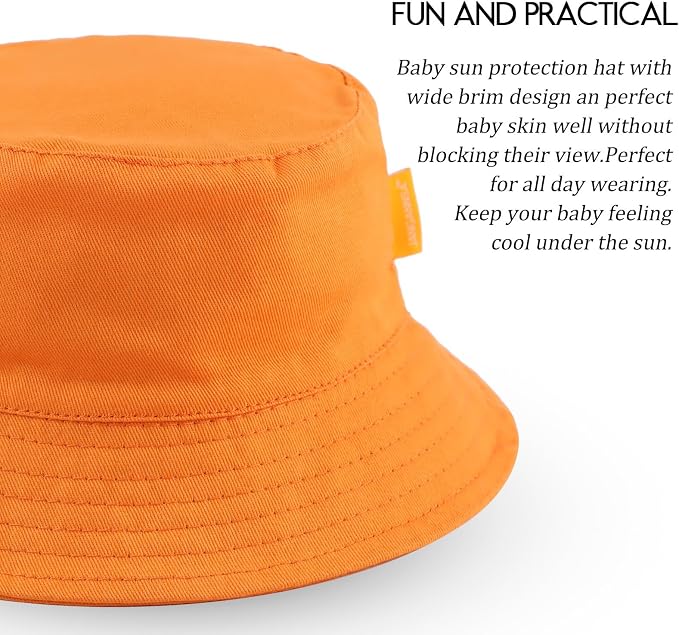 JANGANNSA Cotton Baby Sun Hat Infant Toddler Boys Girls Bucket Hats Summer Sun - Image 5