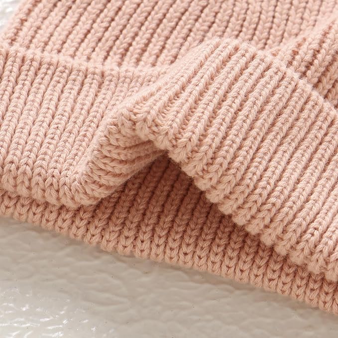 Hadetoto Cotton Baby Beanie Winter Knitted Hat, 2 Pack | Bear Ear Design - Image 7
