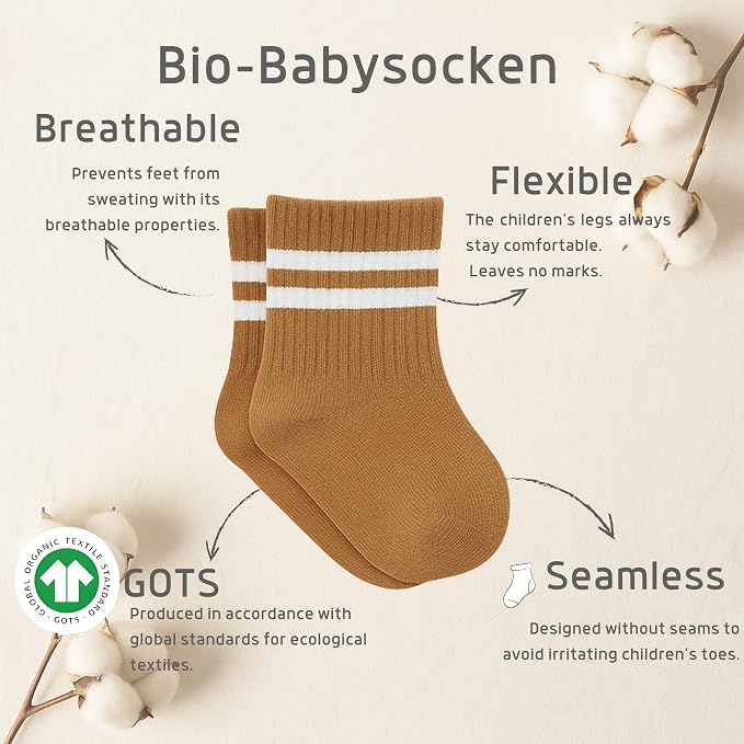 bistyle Baby Grip Ankle Socks 6 Pairs | Newborn Infant Toddlers Sock Organic - Image 3