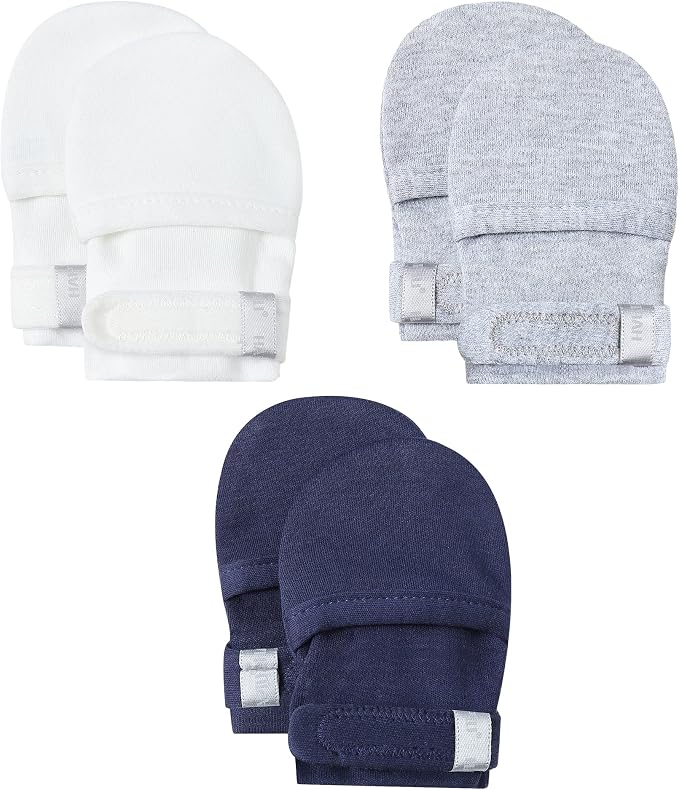 Baby Newborn No Scratch Mittens Stay On, 100% Cotton Adjustable 0-12M | Soft by HAPIU