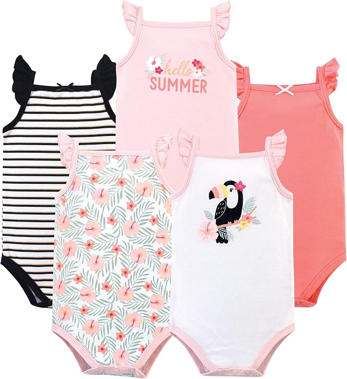Hudson Baby Unisex Baby Cotton Sleeveless Bodysuits - Image 2