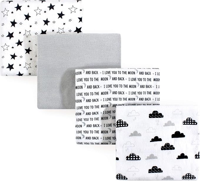 Hudson Baby Unisex Baby Cotton Flannel Receiving Blankets, Moon And Back by HudsonBaby