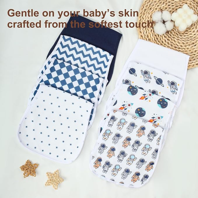Baby Burp Cloths 8-Pack, Waterproof Burping Cloths, 4-Layer Super Absorbent & - Image 9