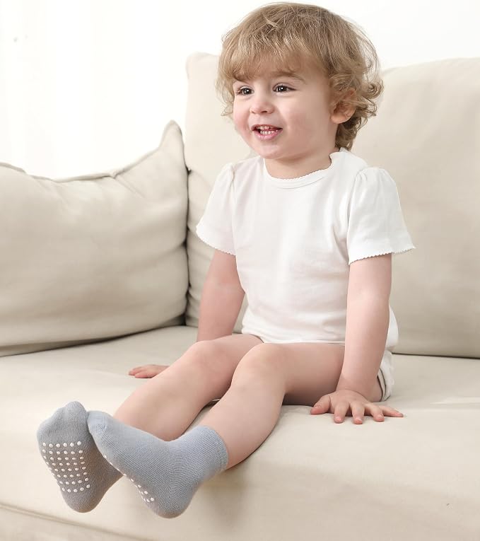Baby Toddlers Crew Socks with Non-Slip Grip 12 Pack Cotton Stretch Socks | Soft - Image 2