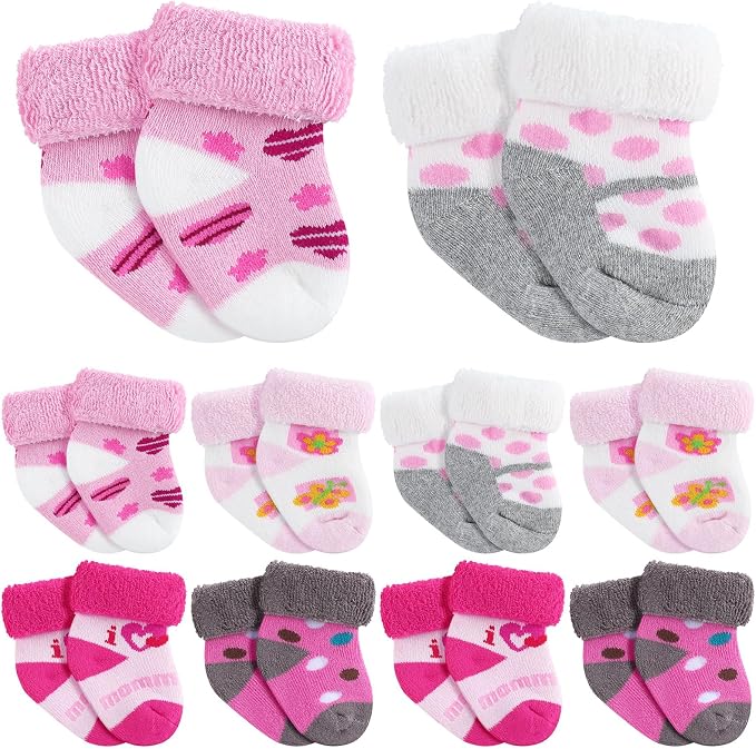 Twistover 10 Pairs Preemie Cotton Turn Cuff Socks by Twistover