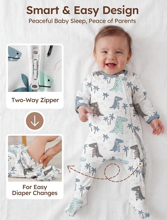 Unnivoll Baby Sleepers 100% Cotton Baby Pajamas Baby Boys Girls Clothes | - Image 3