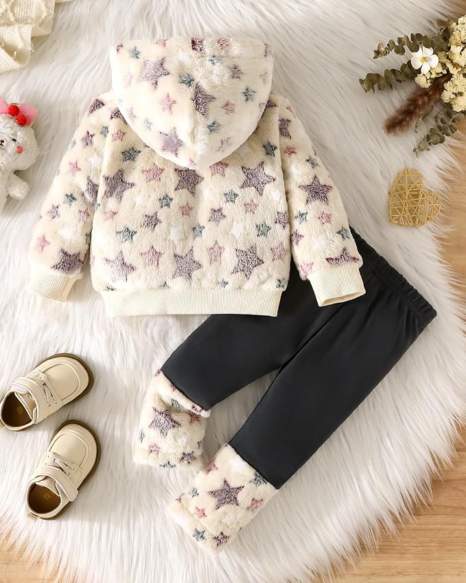 Jecson Toddler Girl Clothes Baby Girl Fleece Hoodie Outfits Thick Thermal - Image 9