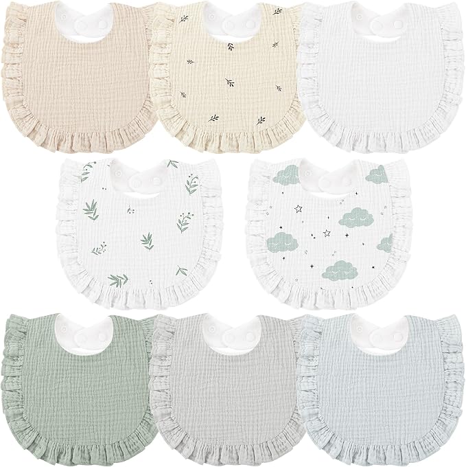 Bearmoss 8 Pack Muslin Baby Bibs by Bearmoss