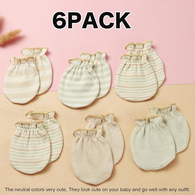 MOMSMENU Baby Mittens Newborn Muslin Soft No Scratch 0-6 Months 6-Pack | - Image 7