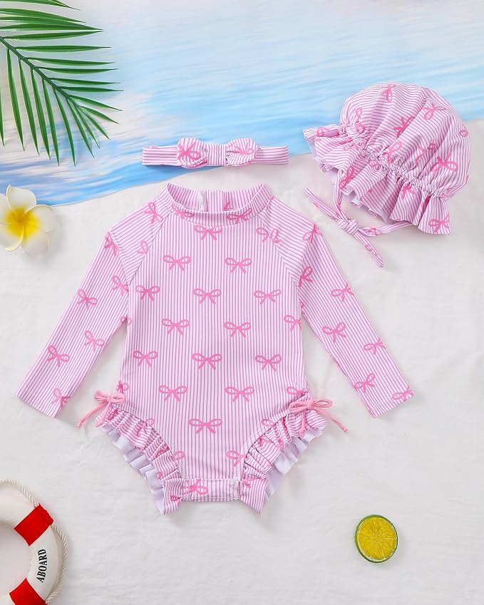 Renotemy Baby Swimsuit Girls One-Piece Swimwear Baby Beach Essentials 3M-3T - Image 3